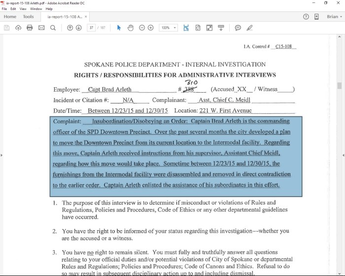 Garrity Complaint Language