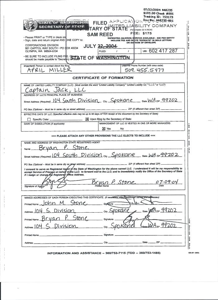 Captain Jack, LLC 001