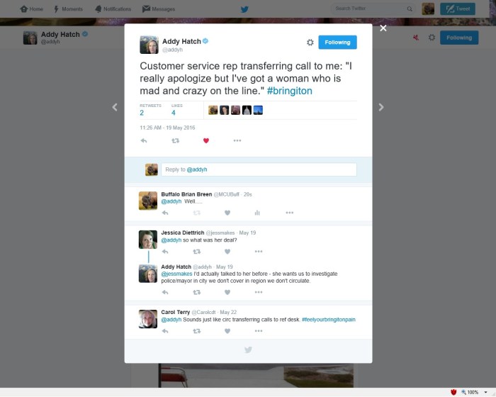 Addy Hatch phone call tweet