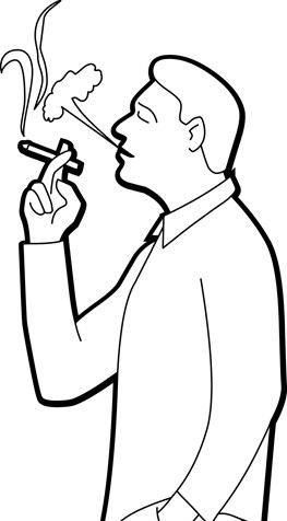 Outline of Man Smoking a Cigarette