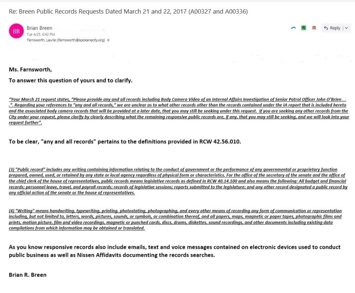 Me to Farnsworth RE O'Brien