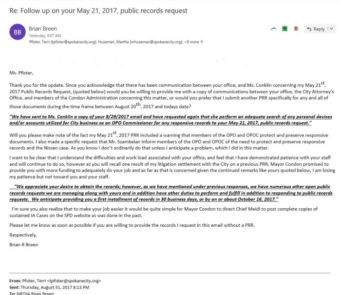 My response to Pfister