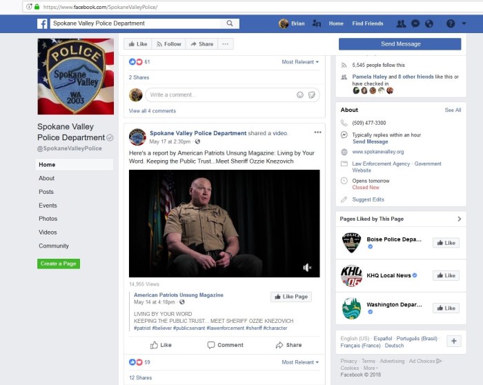 Spokane Valley PD Website