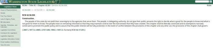 RCW 42.56.030 Construction
