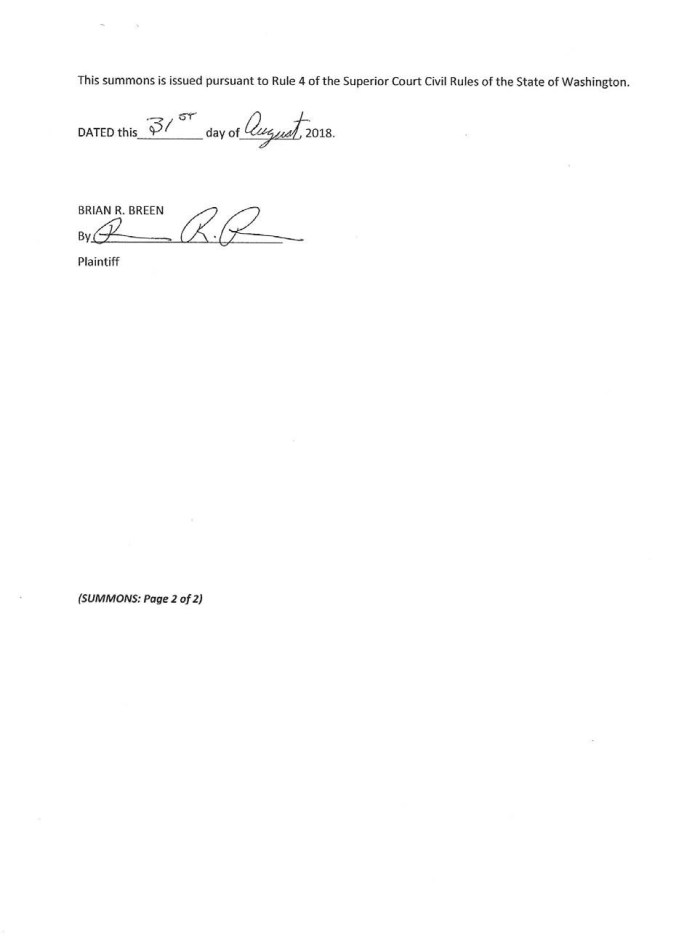 B. Breen v County of Spokane, SCSO, Knezovich Summons (2)