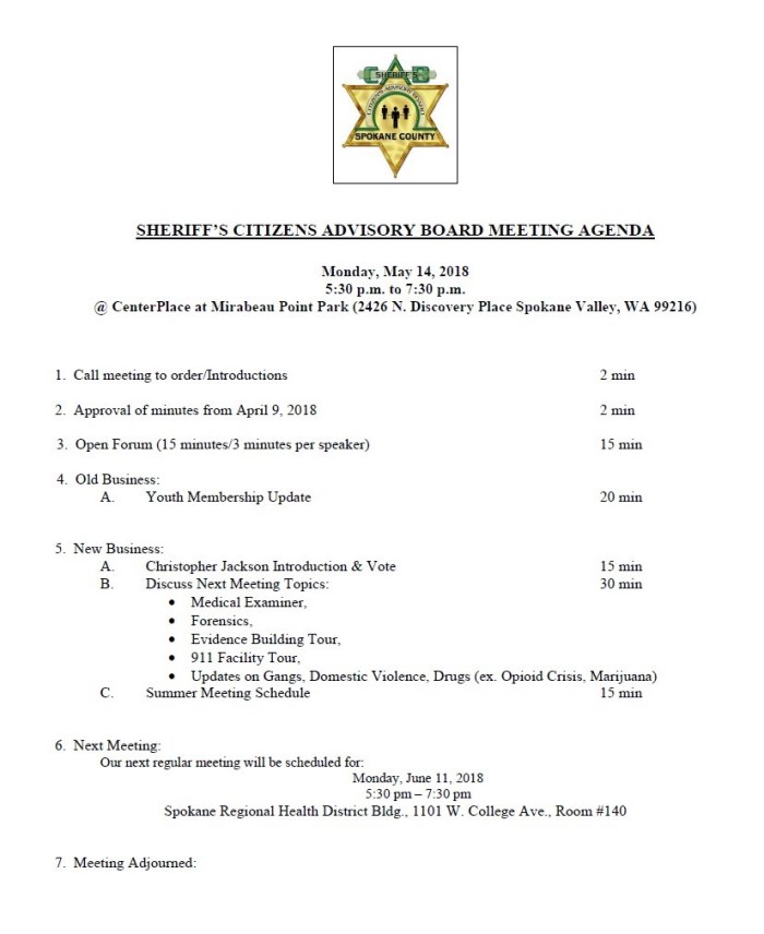 CAB Agenda May 14, 2018