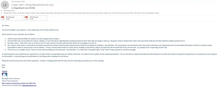 Logue response to my email