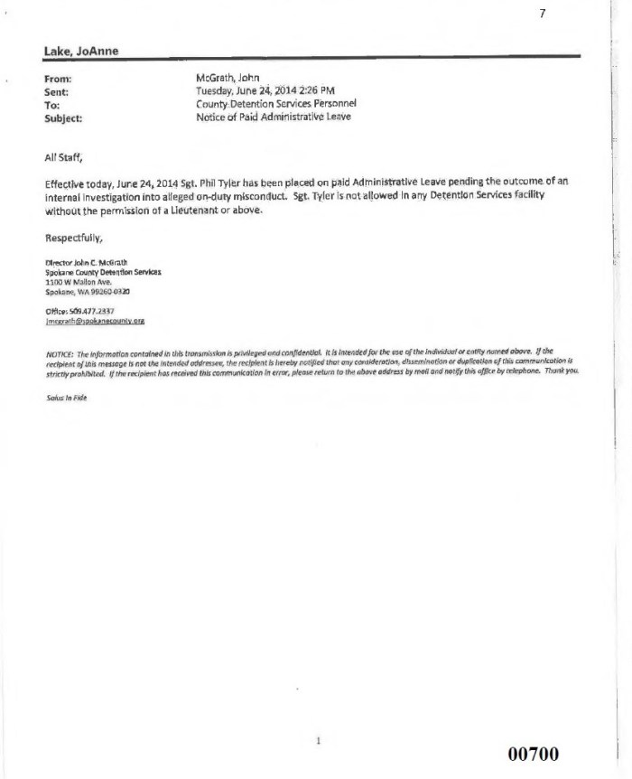 Tyler paid leave June 24, 2014