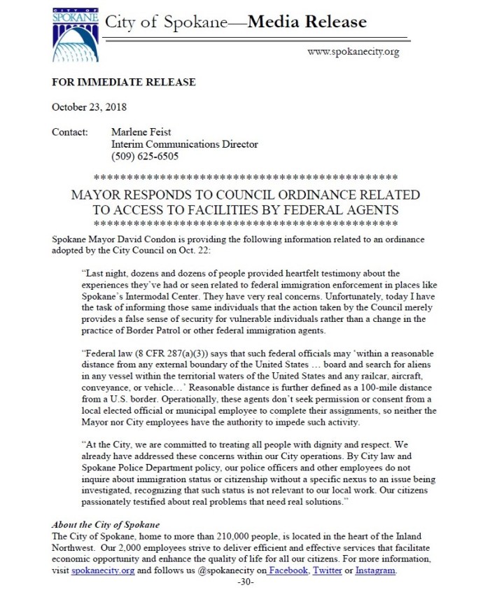 Condon Statement on Intermodal Ordinance